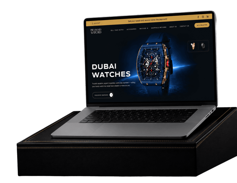 Laptop showing luxury watch website